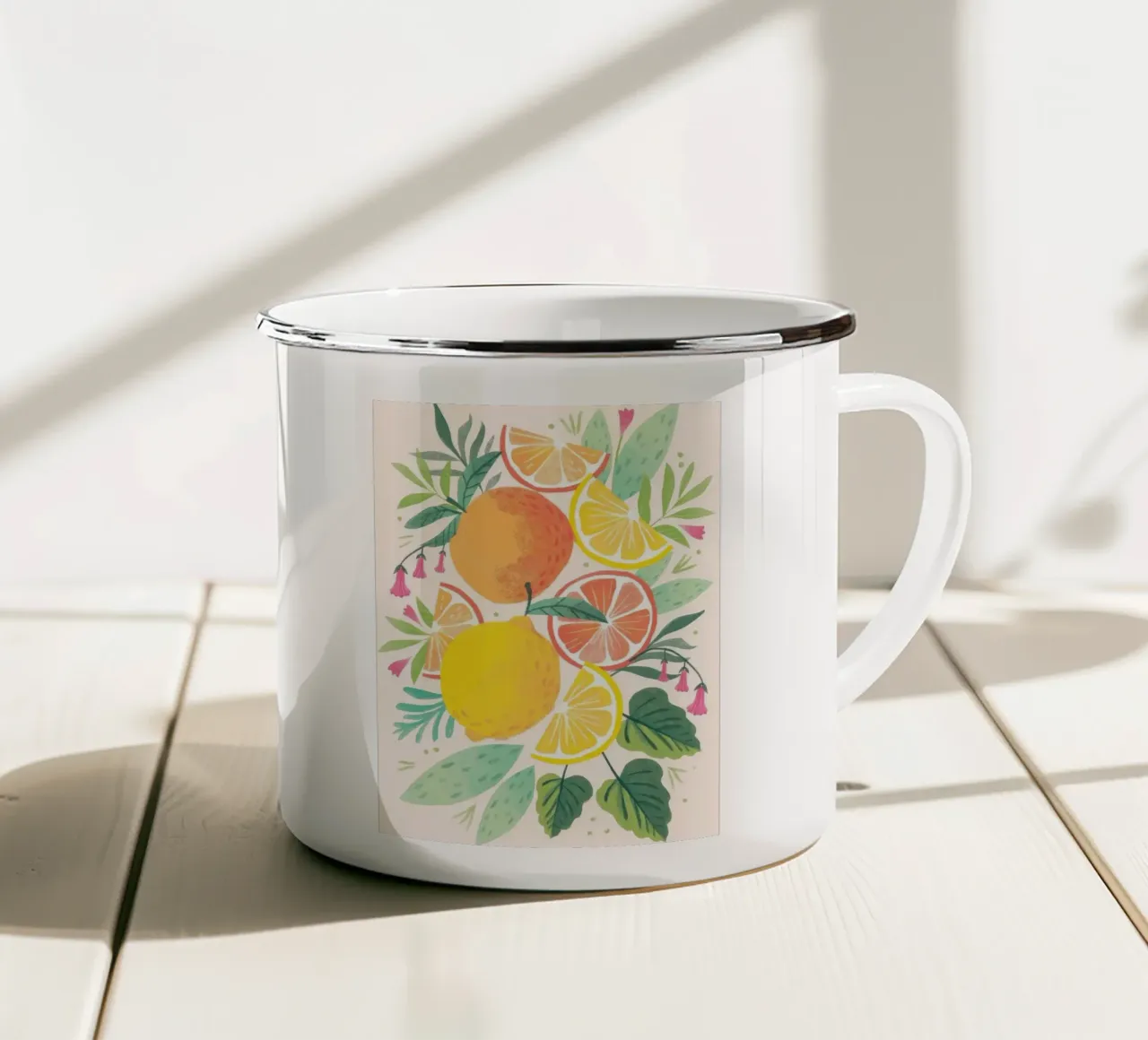 frutta al limone tazza in smalto da Margaret Marie Ostrout