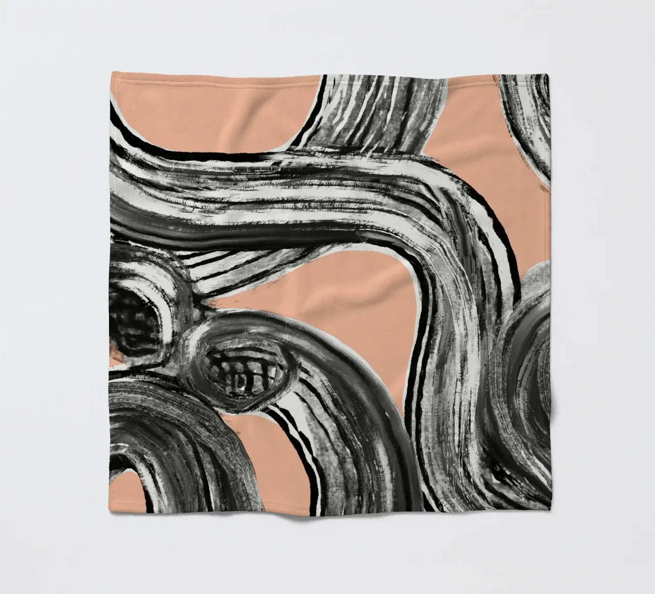 Line art zen in nero rosa V2 coperta in pile da Little Dean