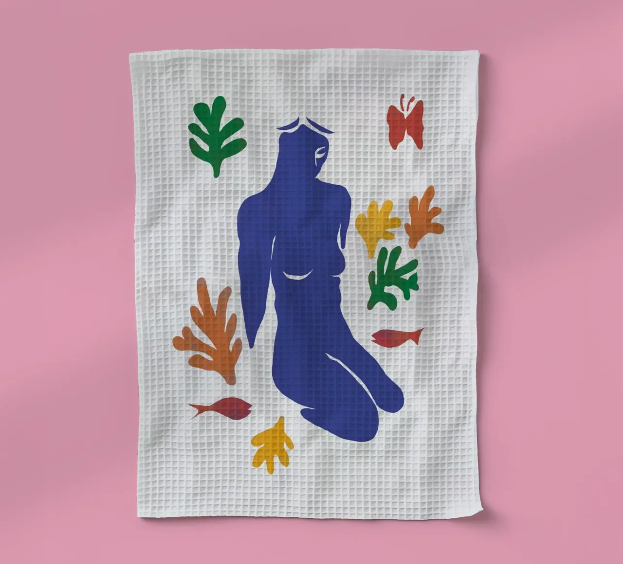 Surrounded by coral tea towel by Little Dean