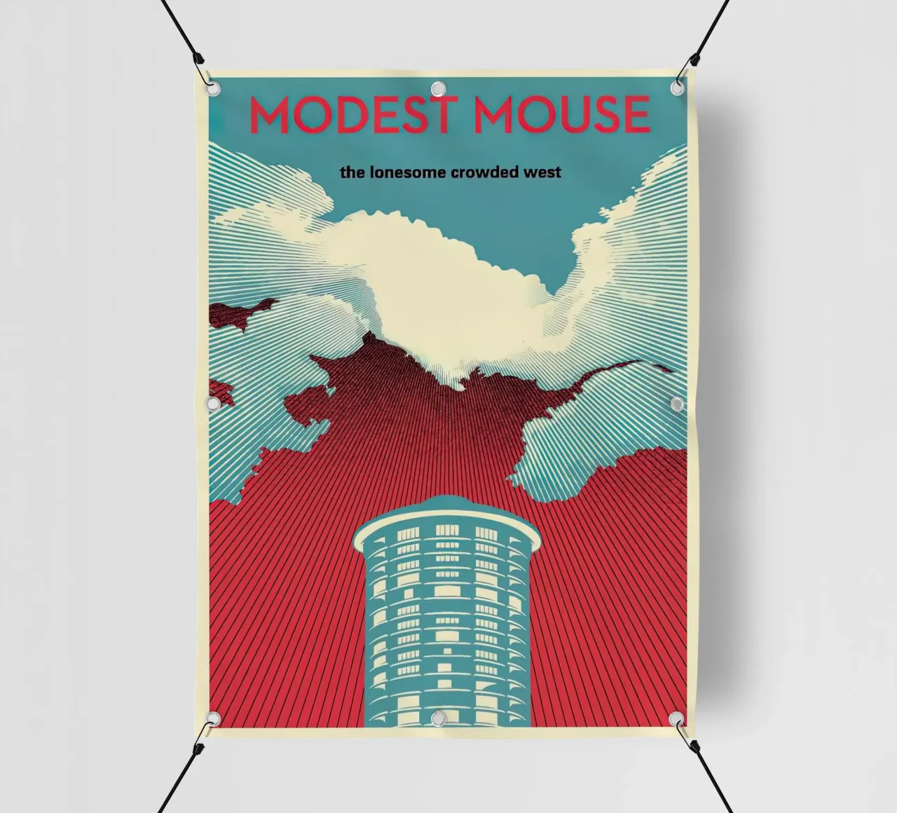 Shepard Fairey Modest Mouse Cielo telo in pvc da American Poster