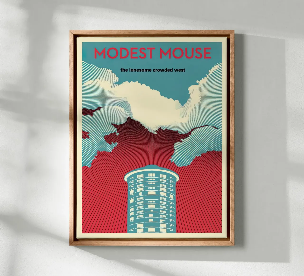 Shepard Fairey Modest Mouse Cielo tela con Cornice a cassetta da American Poster