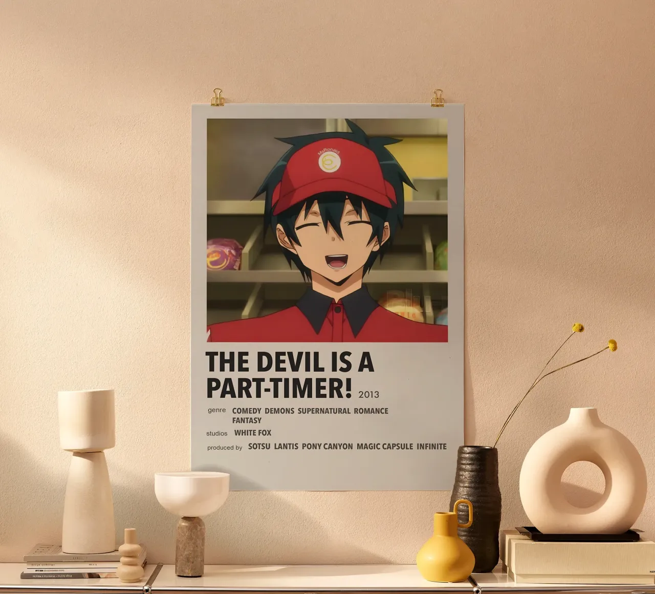 THE DEVIL IS A PART-TIMER! 2013 poster con telaio in alluminio da Totoya