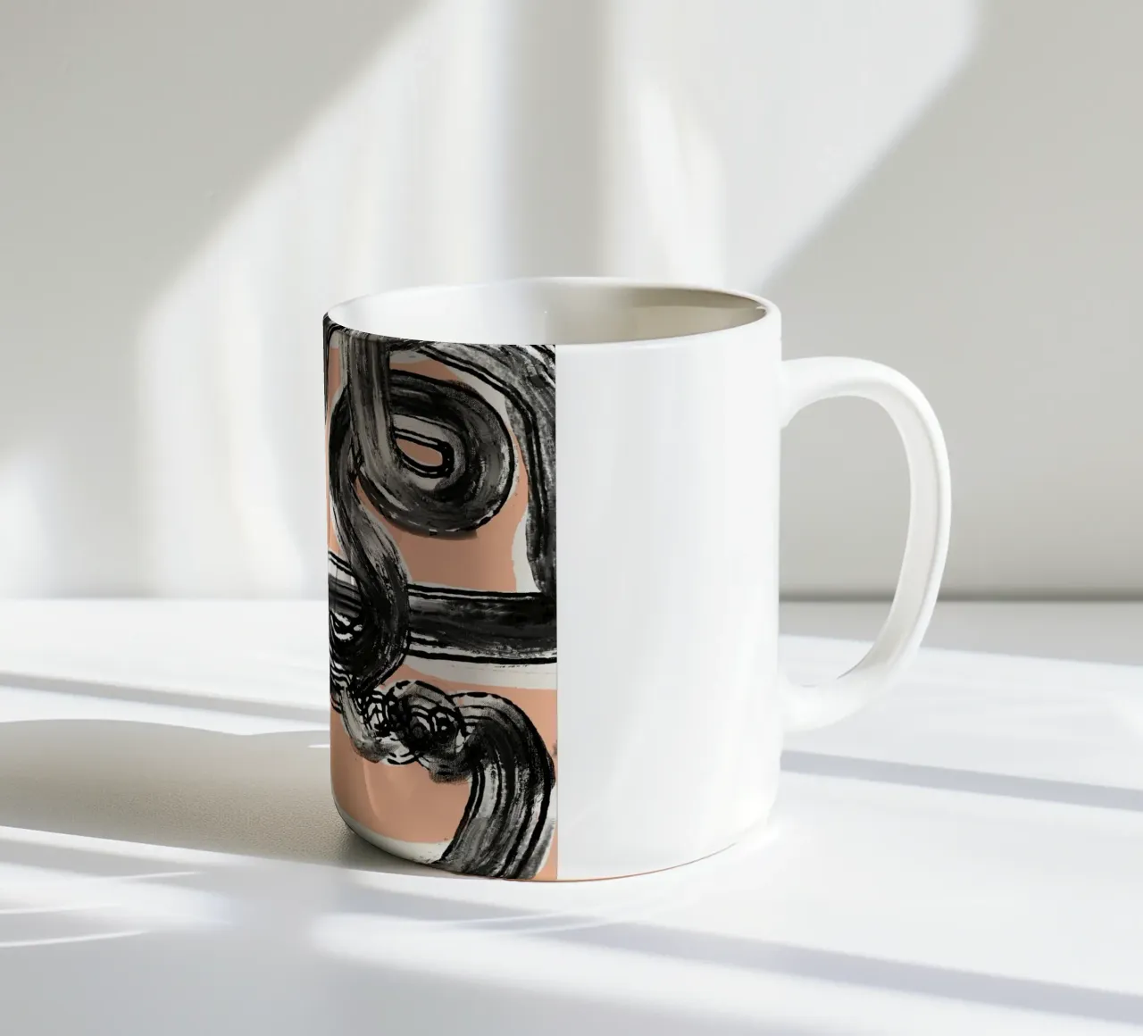 Line art zen in nero rosa tazza in ceramica da Little Dean