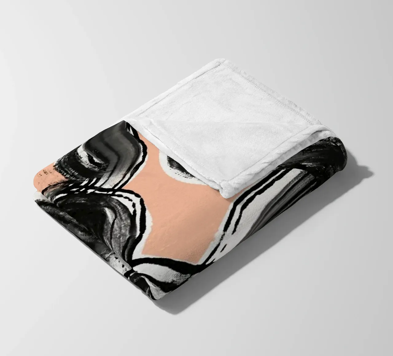Line art zen in nero rosa coperta in pile da Little Dean