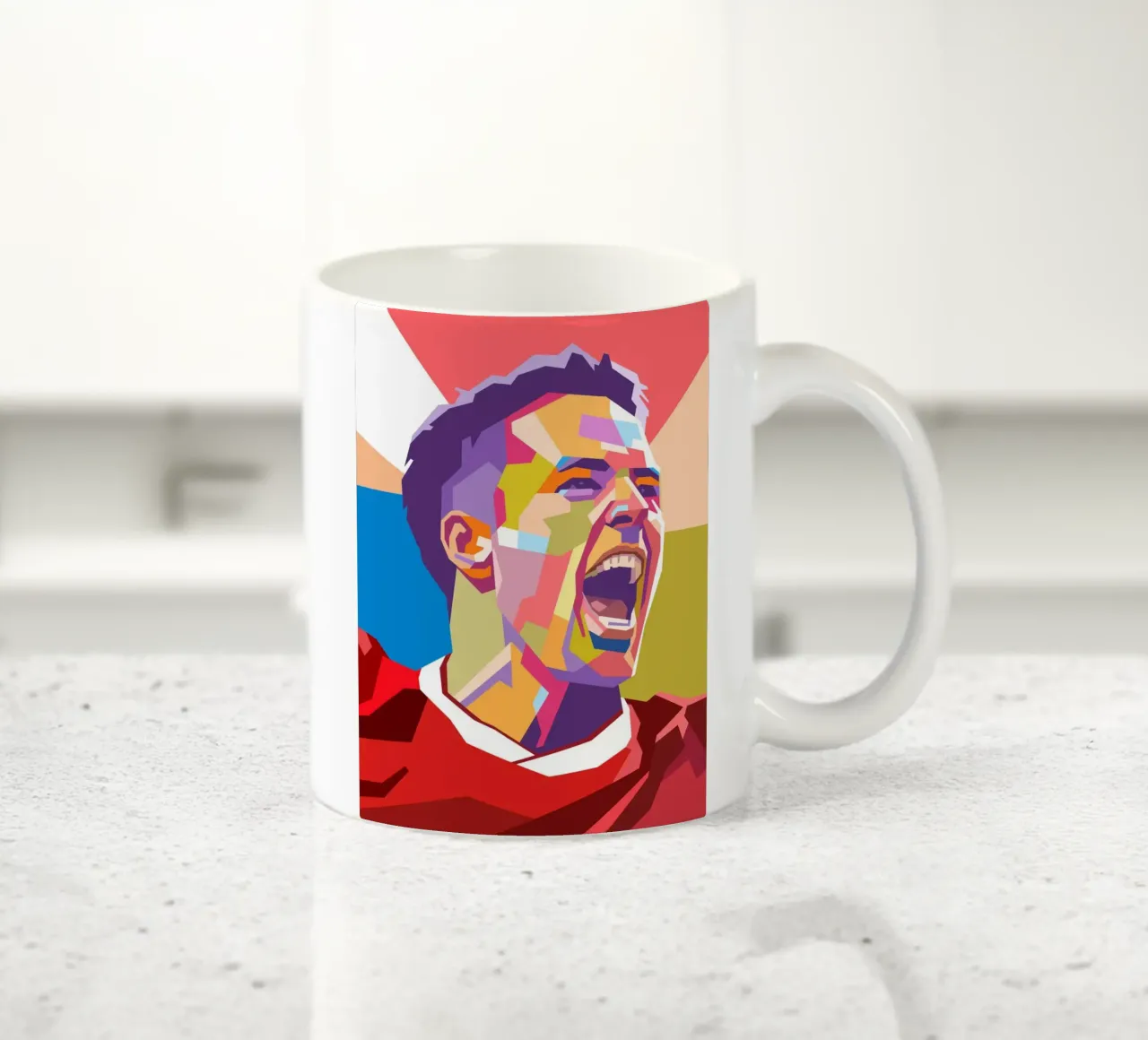Ritratto pop art di Michael Owen tazza in ceramica da Hantamrata