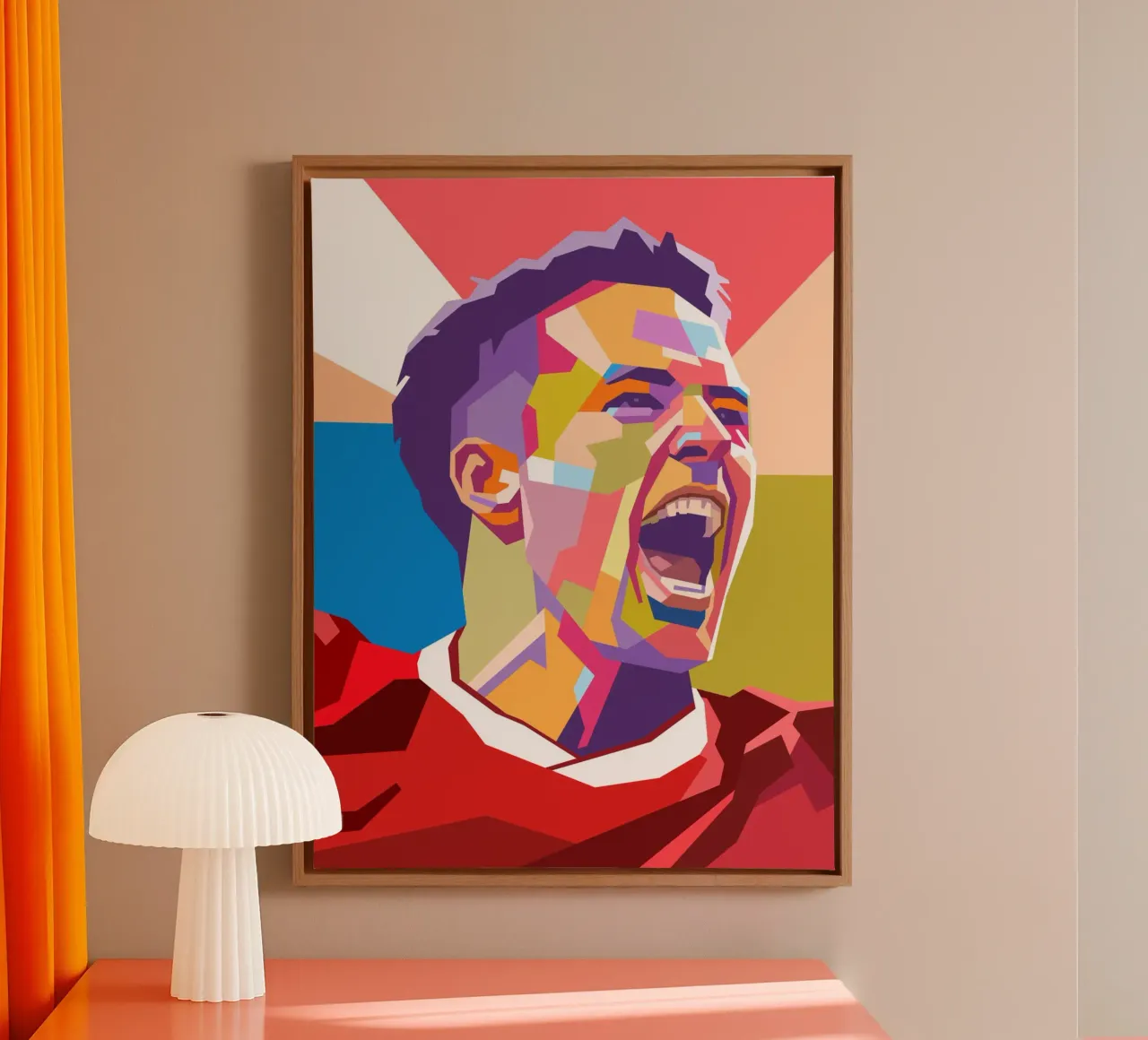 Ritratto pop art di Michael Owen tela con Cornice a cassetta da Hantamrata