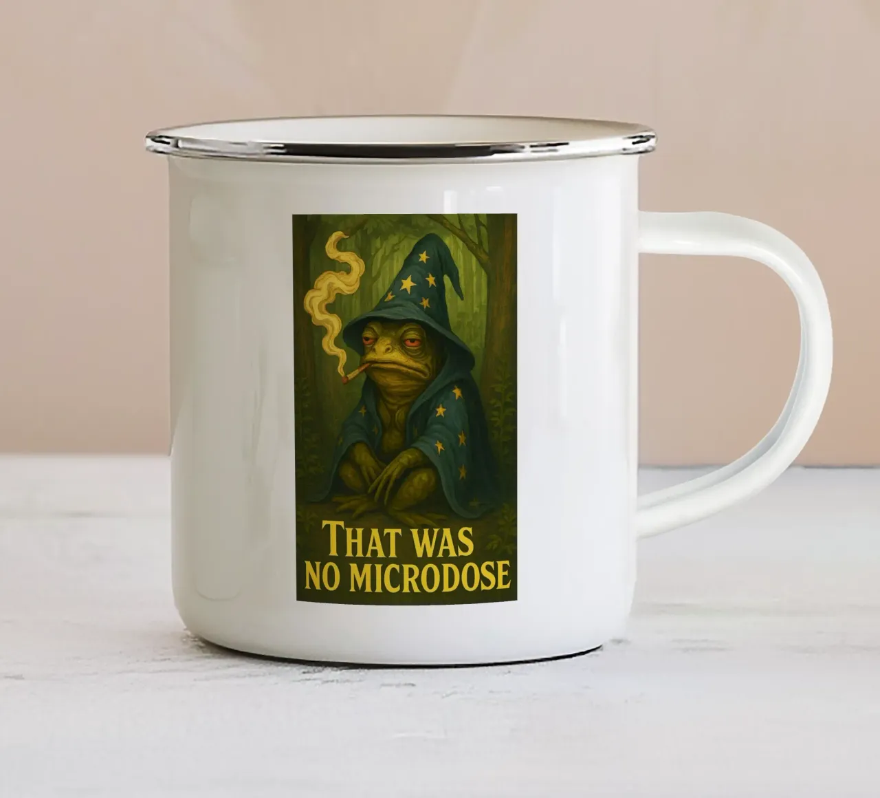 Divertente rospo mago rana Art Design tazza in smalto da the gondals