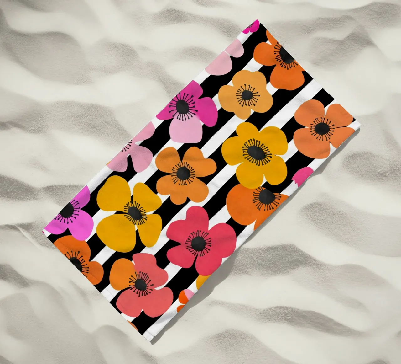 Midcentury Playful Botanical Bold Multicolor Retro Flowers telo mare da Andrea Haase Modern Home