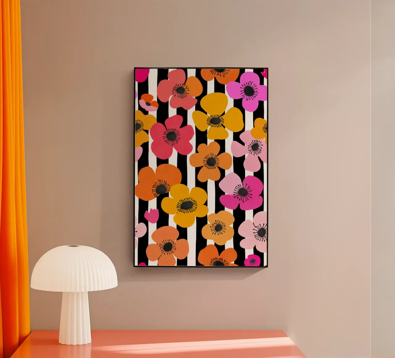 Mediados de siglo Juguetón Botánico Negrita Flores Retro Multicolor metacrilato de Andrea Haase Modern Home
