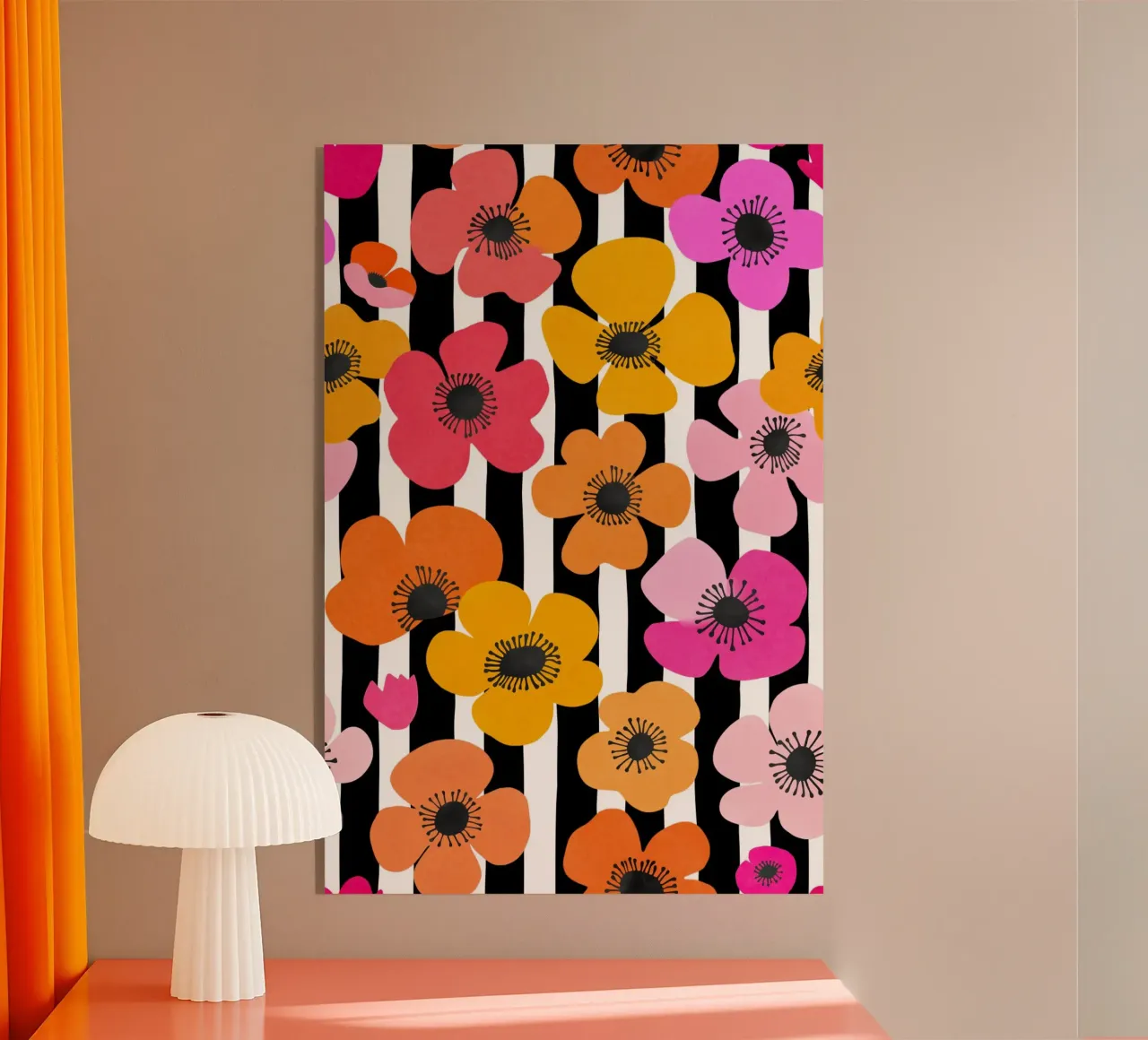 Mediados de siglo Juguetón Botánico Negrita Flores Retro Multicolor metacrilato de Andrea Haase Modern Home