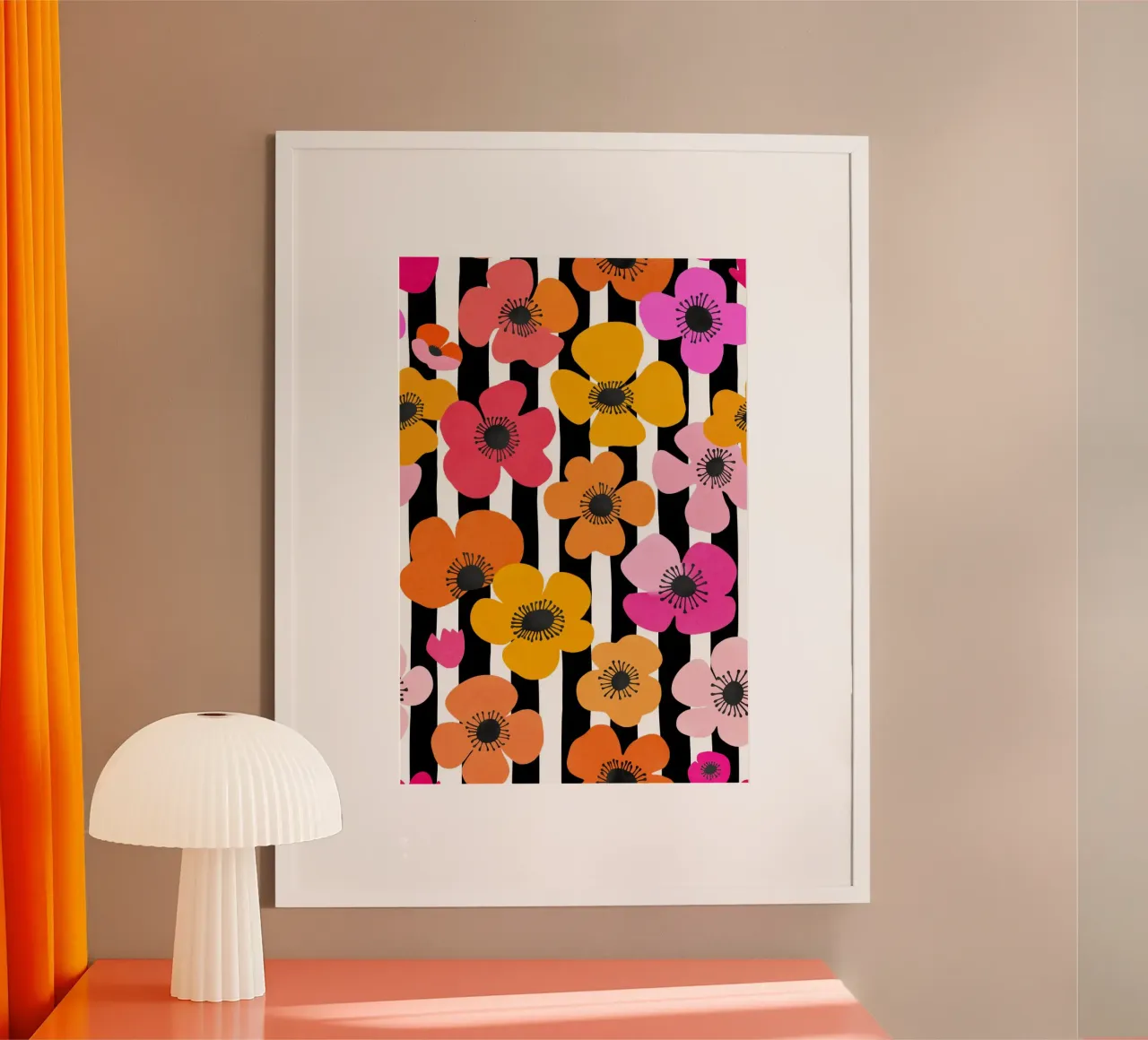 Midcentury Playful Botanical Bold Multicolor Retro Flowers carta hahnemühle da Andrea Haase Modern Home
