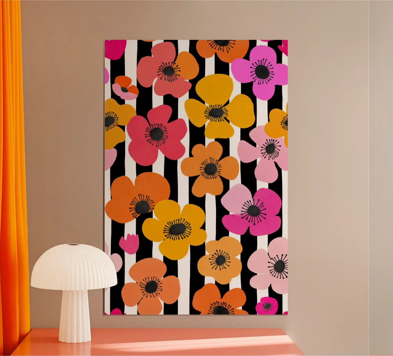 Midcentury Playful Botanical Bold Multicolor Retro Flowers carta hahnemühle da Andrea Haase Modern Home