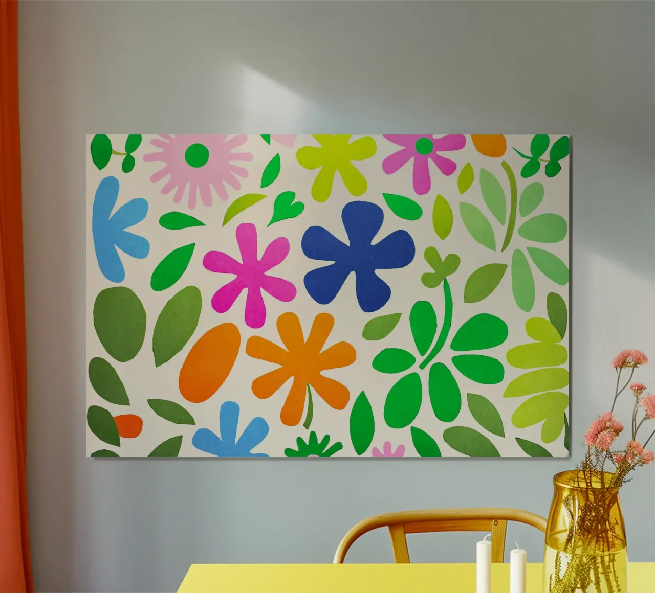 Prato estivo groovy di ispirazione matissiana poster con telaio in alluminio da Andrea Haase Modern Home
