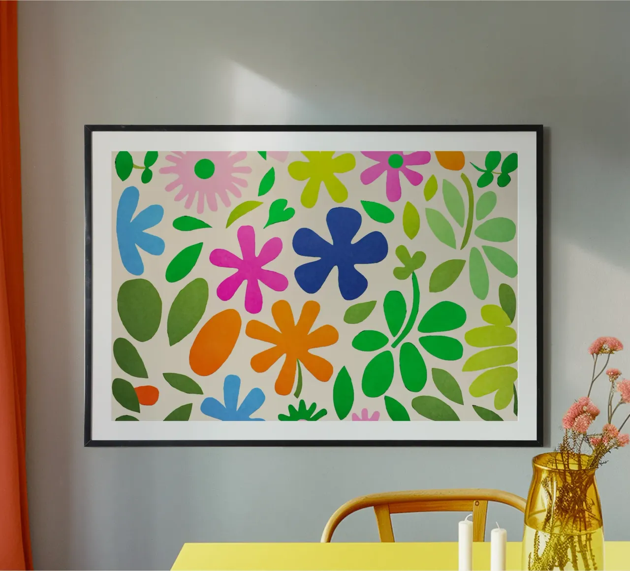 Prato estivo groovy di ispirazione matissiana poster con telaio in alluminio da Andrea Haase Modern Home