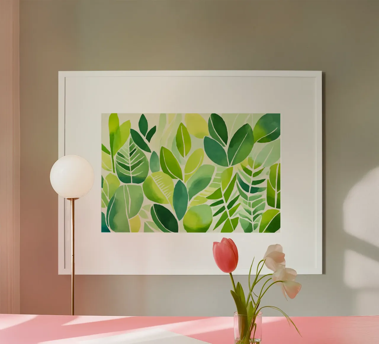 Fogliame verde lussureggiante di ispirazione matissiana poster con telaio in alluminio da Andrea Haase Modern Home