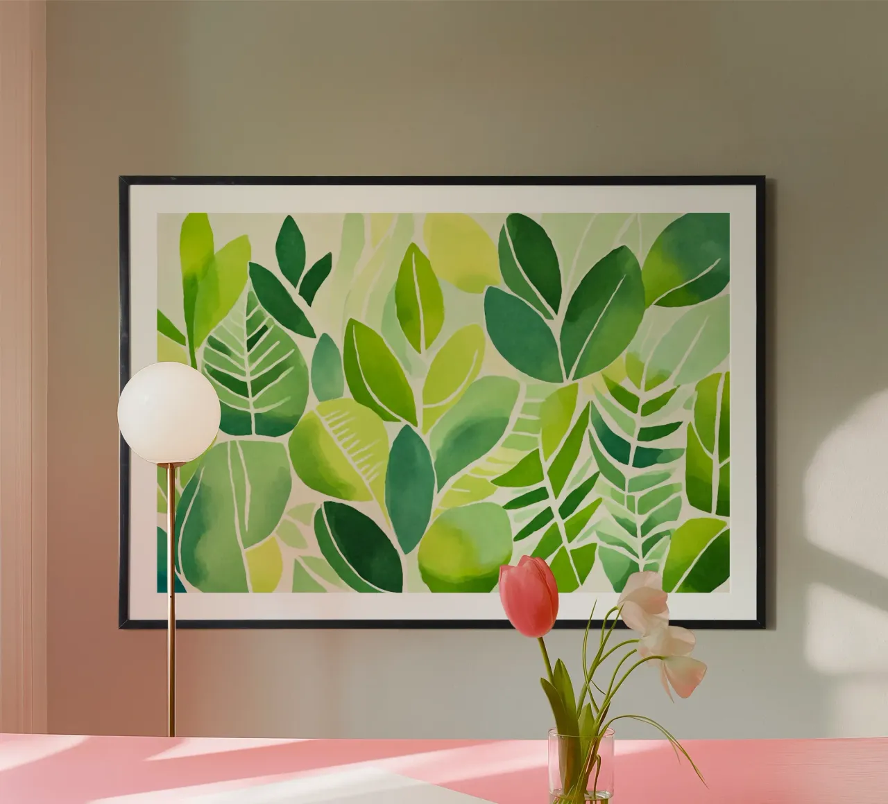 Fogliame verde lussureggiante di ispirazione matissiana poster con telaio in alluminio da Andrea Haase Modern Home