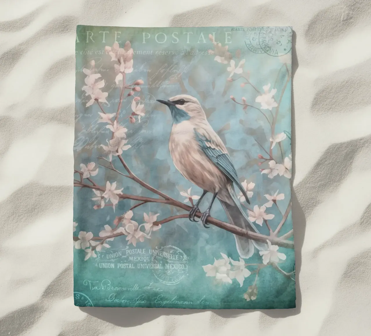 Uccello romantico di primavera telo mare da Andrea Haase Vintage World
