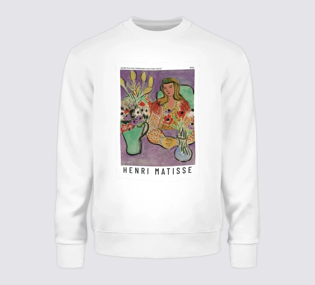 Henri Matisse - Ragazza con anemoni su sfondo viola felpa da Perdana shop