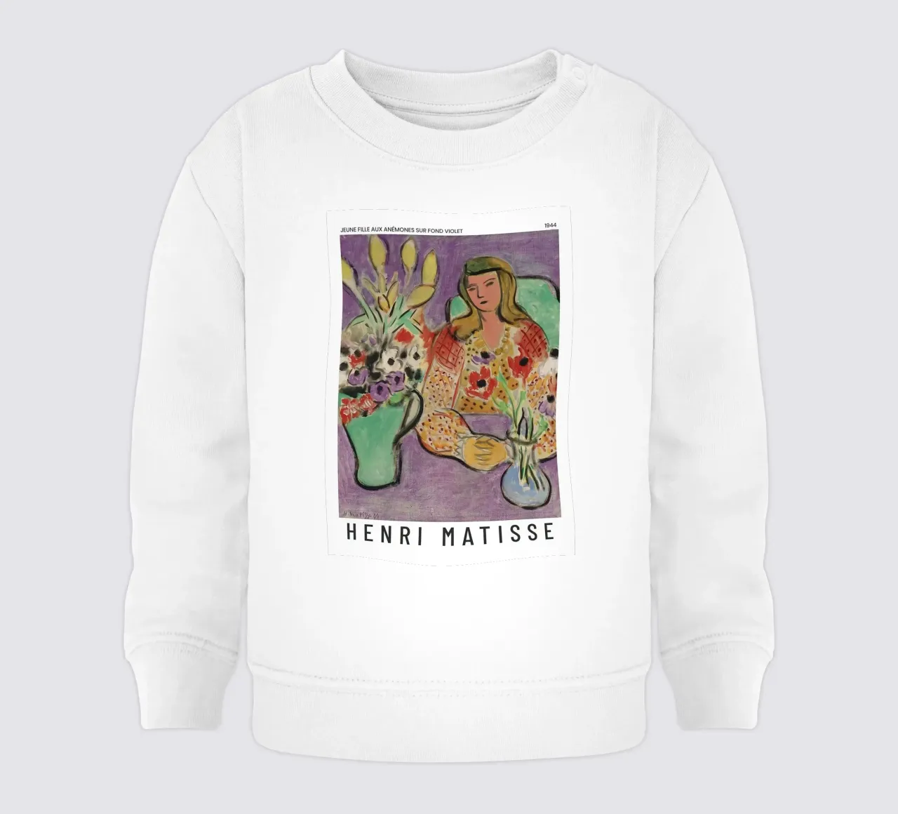 Henri Matisse - Ragazza con anemoni su sfondo viola felpa neonato da Perdana shop