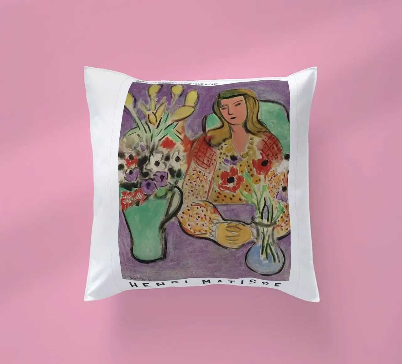 Henri Matisse - Ragazza con anemoni su sfondo viola cuscino da Perdana shop