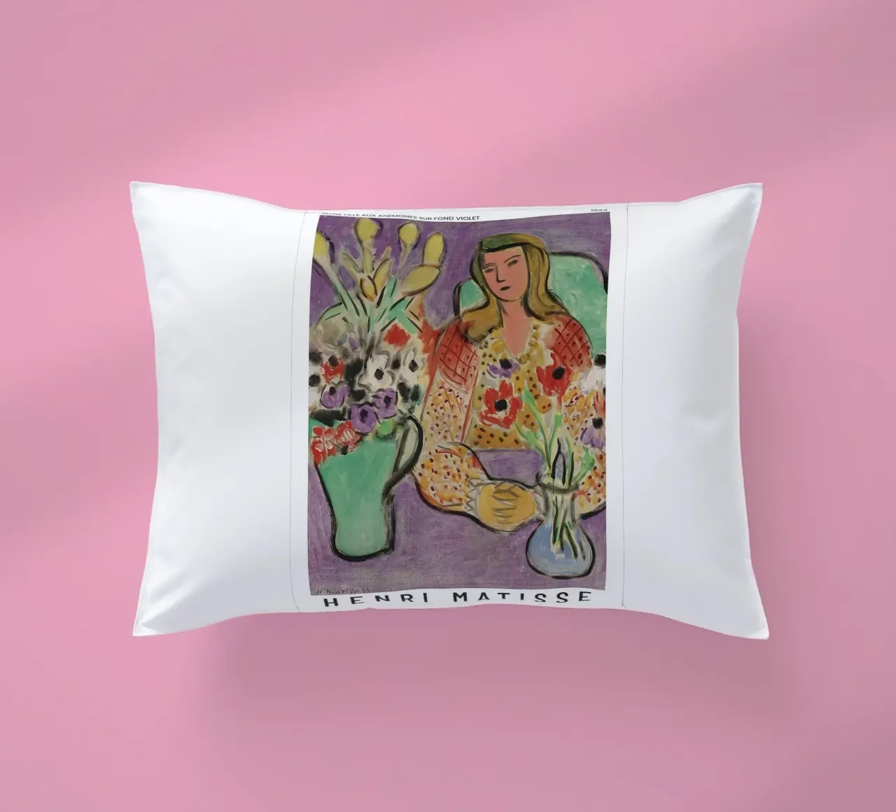 Henri Matisse - Ragazza con anemoni su sfondo viola cuscino da Perdana shop