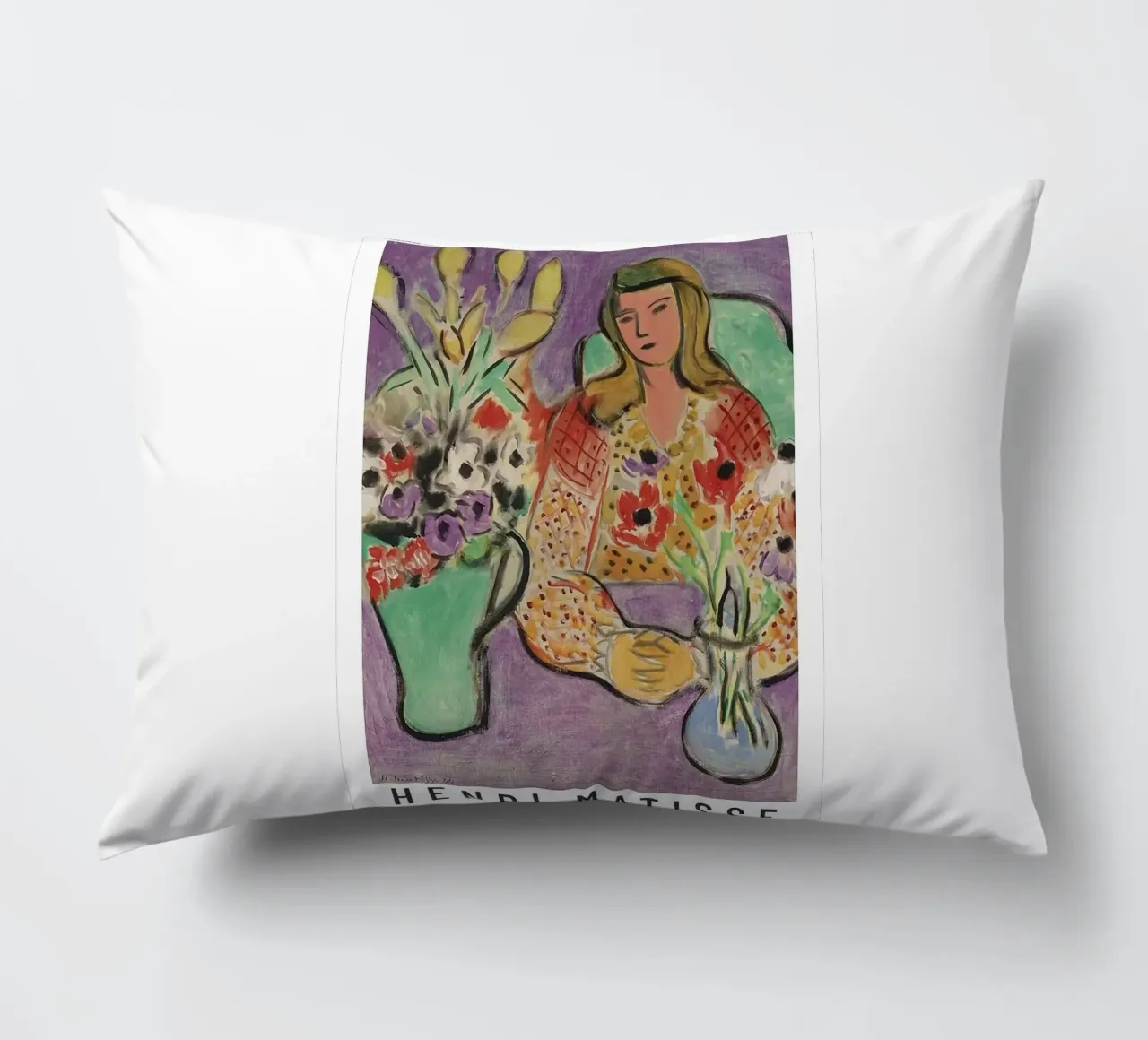 Henri Matisse - Ragazza con anemoni su sfondo viola cuscino da Perdana shop