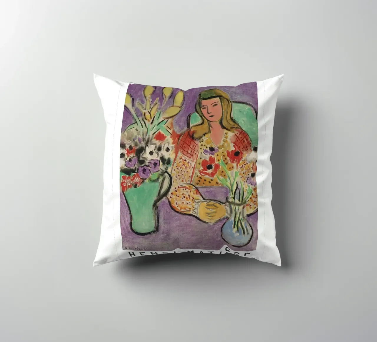 Henri Matisse - Ragazza con anemoni su sfondo viola cuscino da Perdana shop