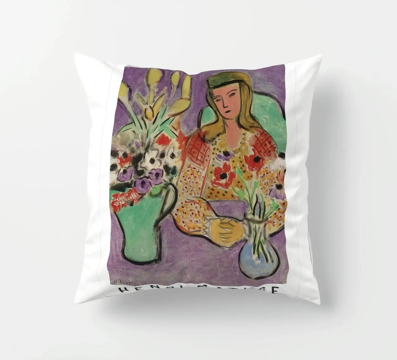 Henri Matisse - Ragazza con anemoni su sfondo viola cuscino da Perdana shop