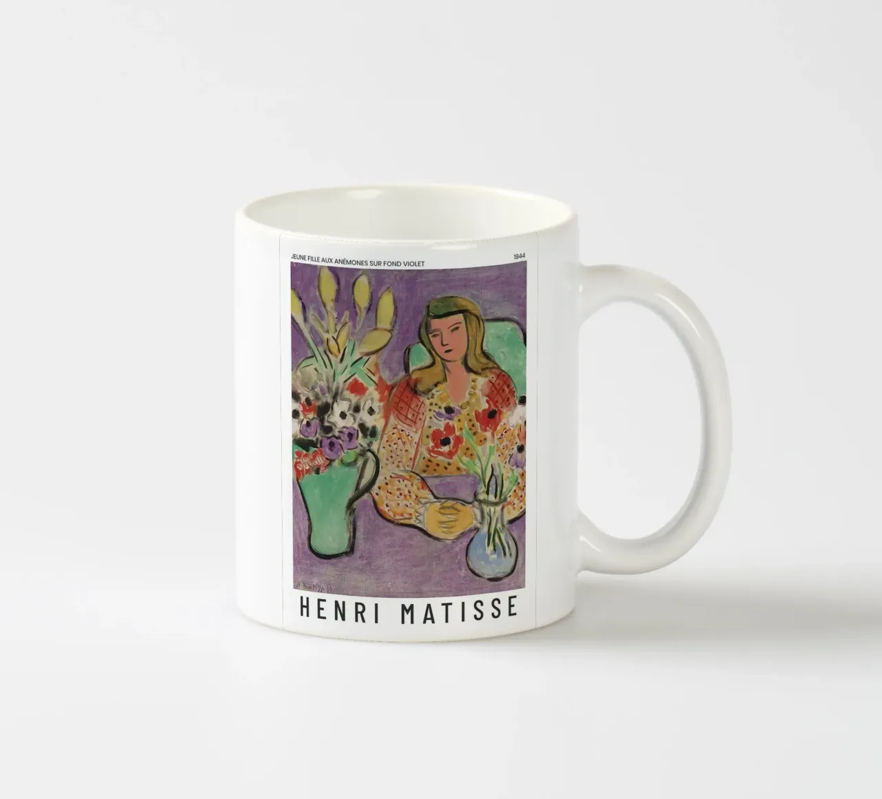 Henri Matisse - Ragazza con anemoni su sfondo viola tazza in ceramica da Perdana shop