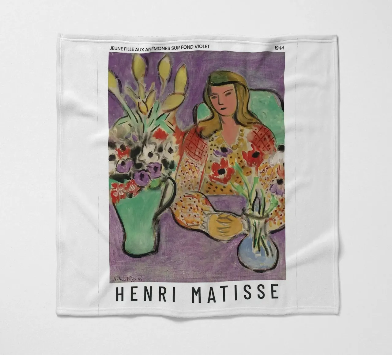 Henri Matisse - Ragazza con anemoni su sfondo viola coperta in pile da Perdana shop