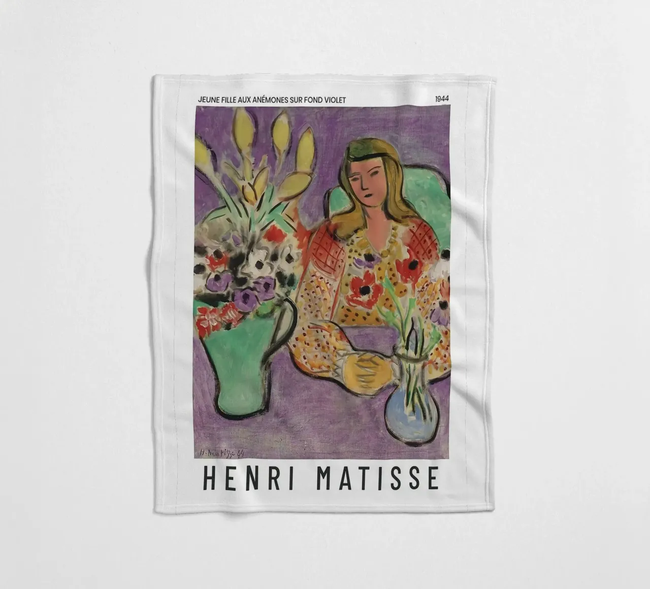 Henri Matisse - Ragazza con anemoni su sfondo viola coperta in pile da Perdana shop