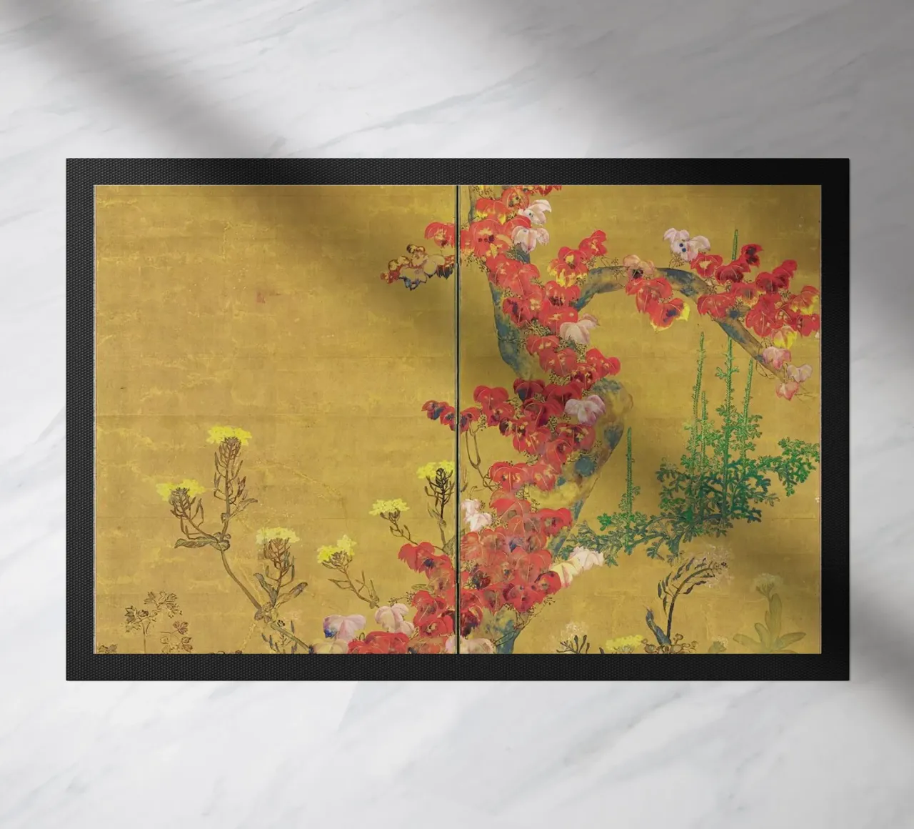 Autumn Flowers and Tree Trunk zerbino da ARTOTHEK