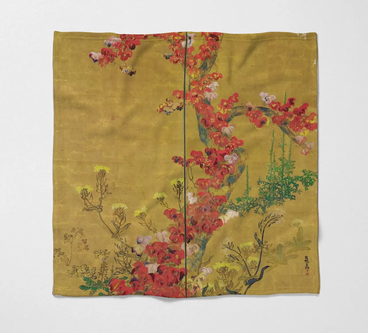 Autumn Flowers and Tree Trunk coperta in pile da ARTOTHEK