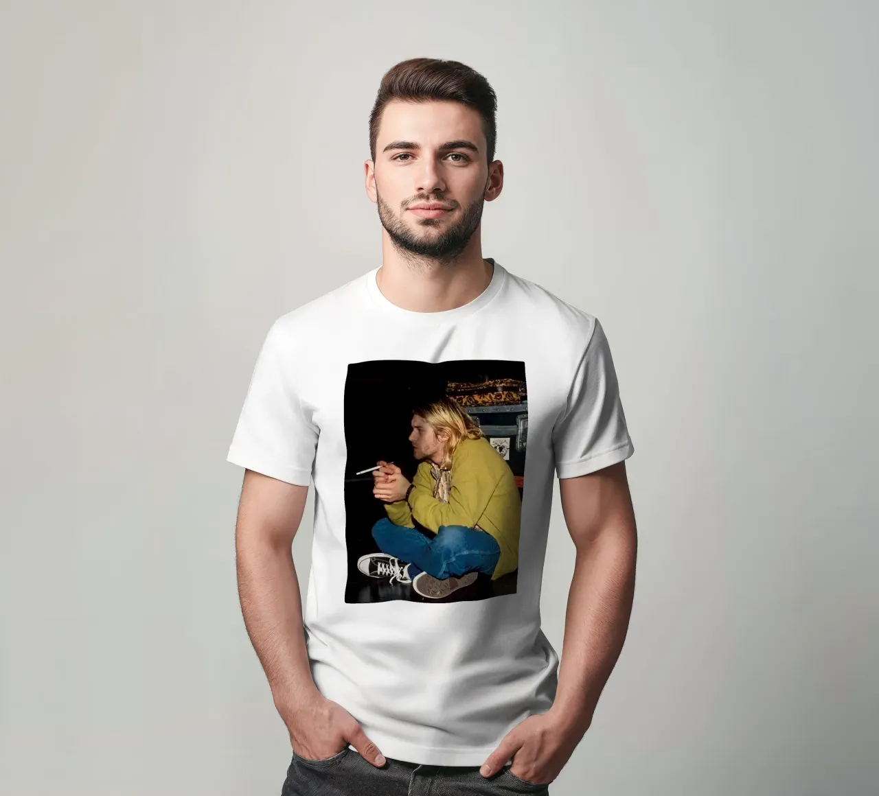 Kurt Cobain che fuma t-shirt da HUMMERSONIC