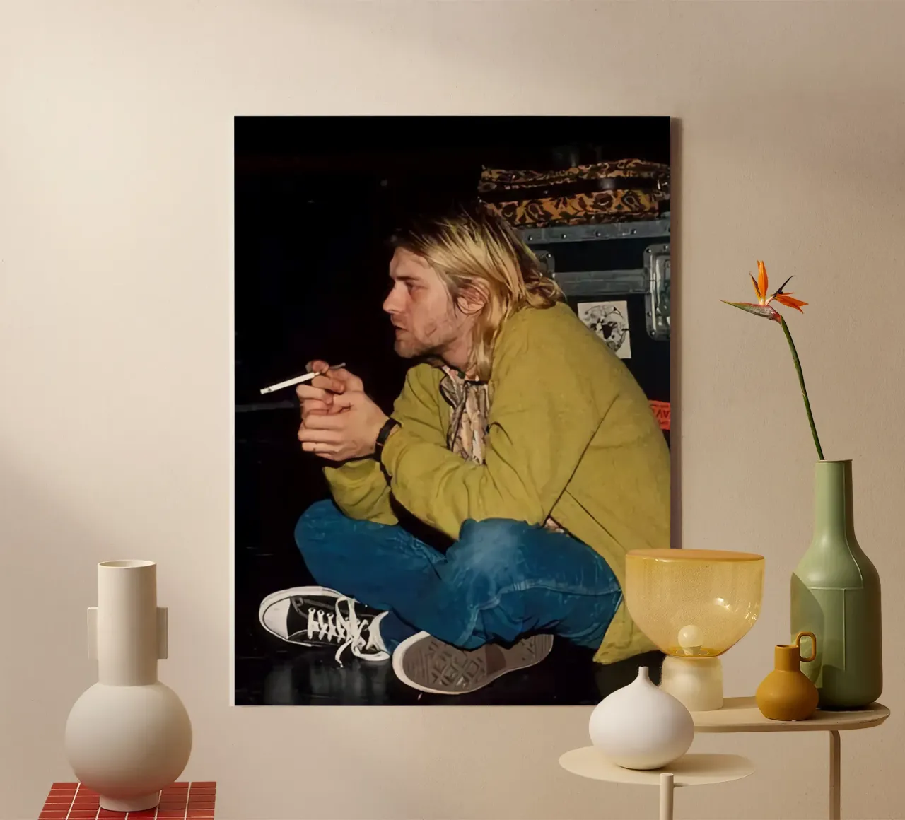 Kurt Cobain Rookt canvas met Baklijst van HUMMERSONIC
