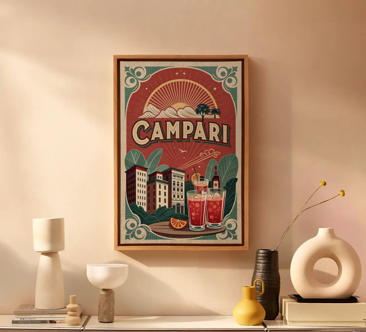 Manifesto della mostra Campari. tela con Cornice a cassetta da 🎁 ARTVI-SHOP