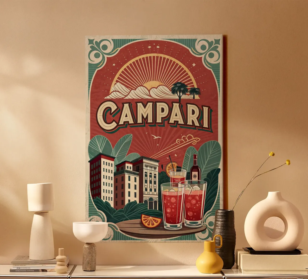 Manifesto della mostra Campari. tela con Cornice a cassetta da 🎁 ARTVI-SHOP