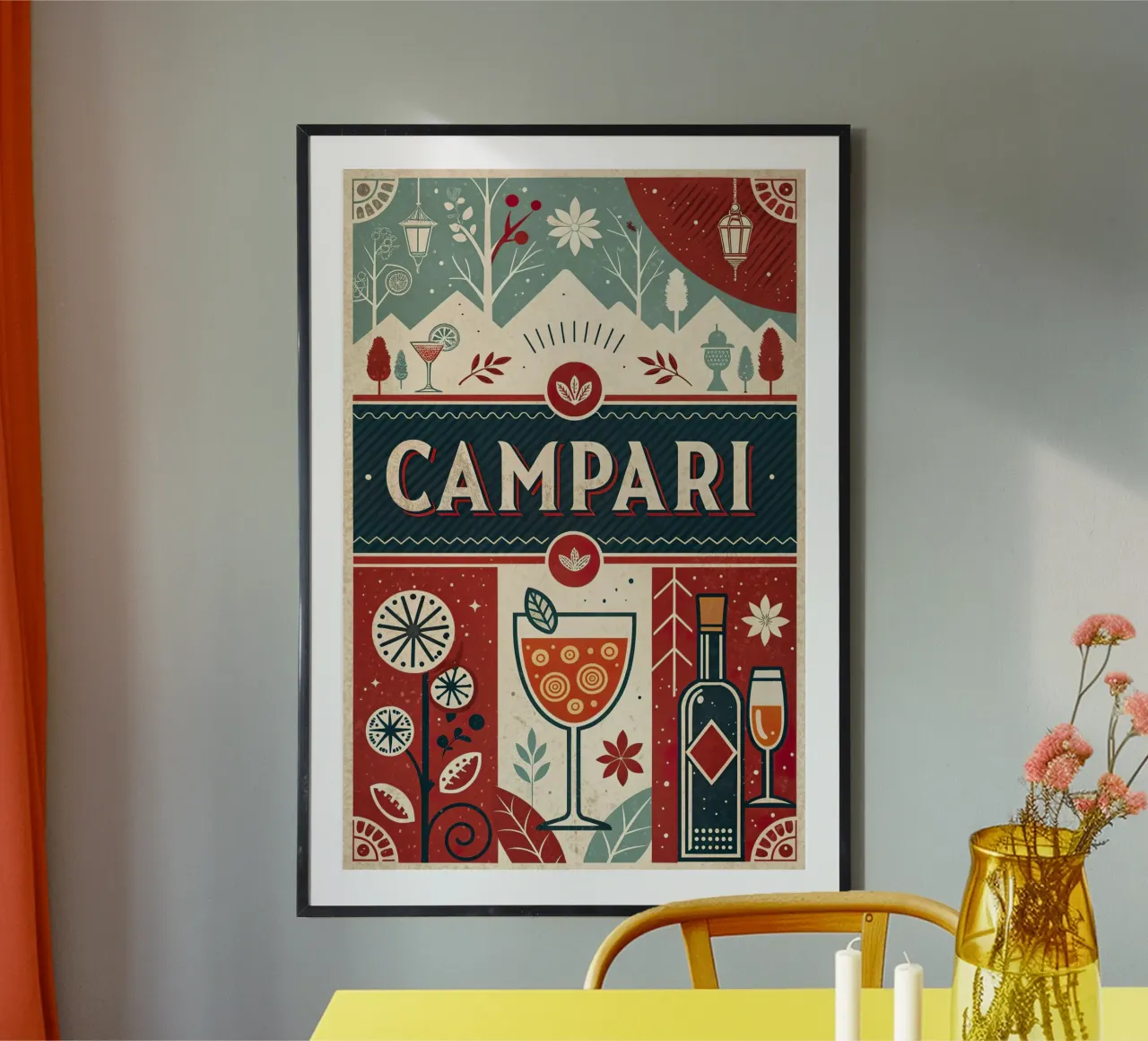 Manifesto della mostra Campari. poster con telaio in alluminio da 🎁 ARTVI-SHOP