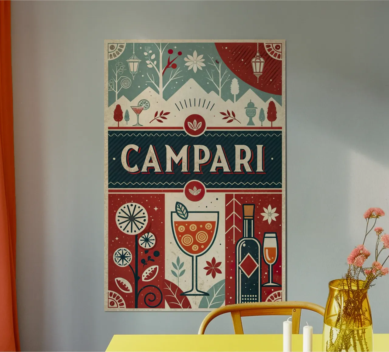 Manifesto della mostra Campari. poster con telaio in alluminio da 🎁 ARTVI-SHOP