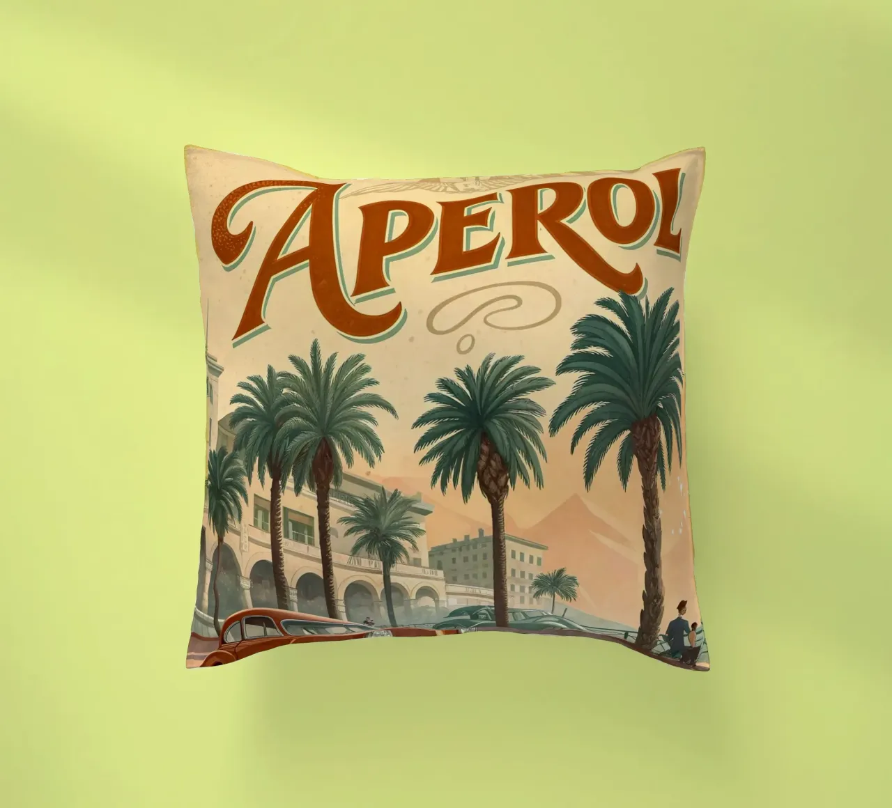 Aperol exhibition poster decorative cushion by 🎁 ARTVI-SHOP