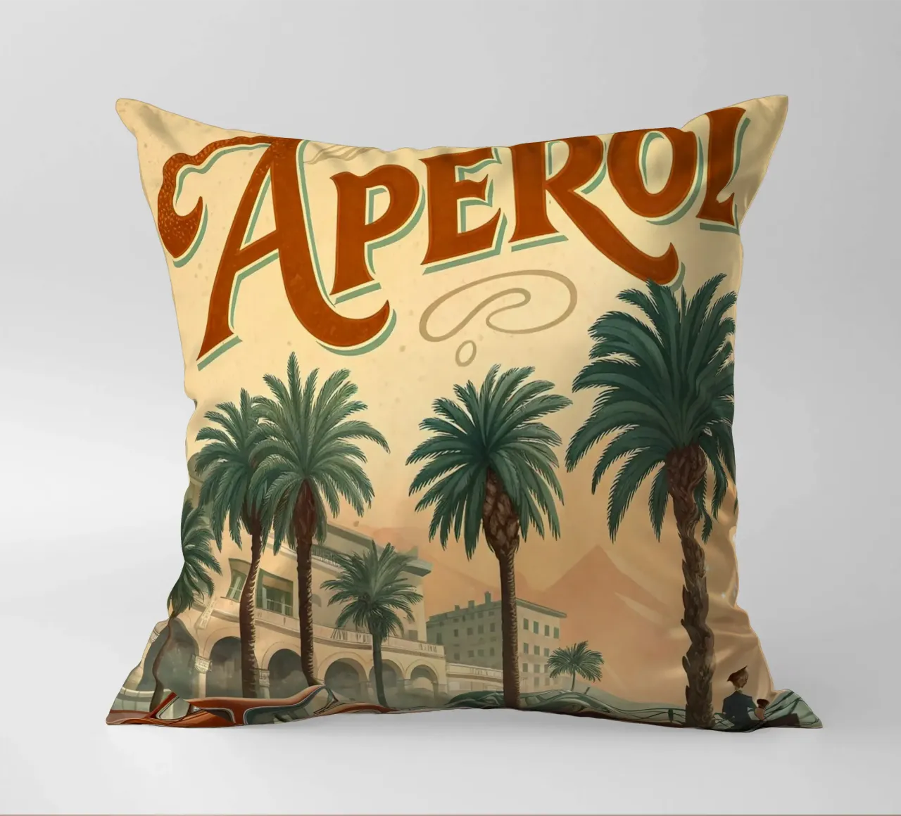 Aperol exhibition poster decorative cushion by 🎁 ARTVI-SHOP