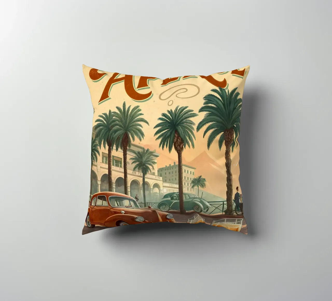 Aperol exhibition poster decorative cushion by 🎁 ARTVI-SHOP
