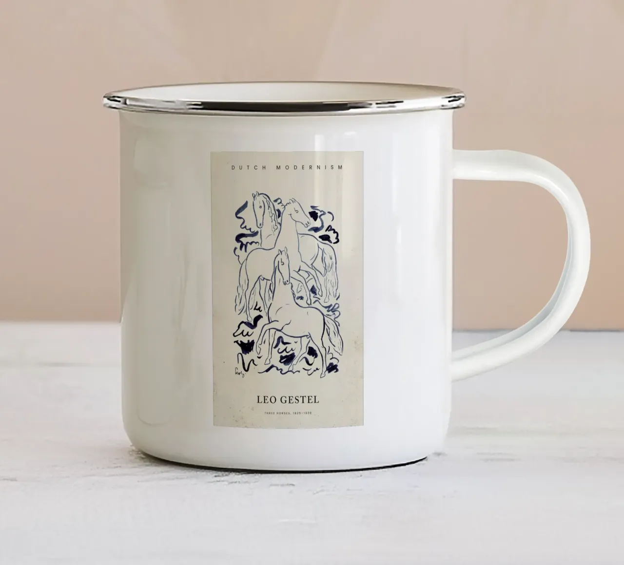 Gestel - Three Horses tazza in smalto da Vintage by JUNIQE