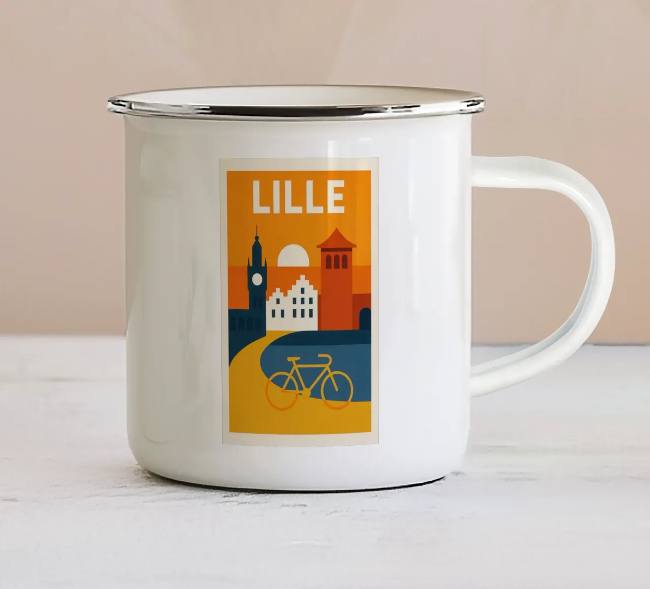 Lille, tra i ciottoli del Nord e un tramonto sgargiante tazza in smalto da JETLAG | affiches voyage