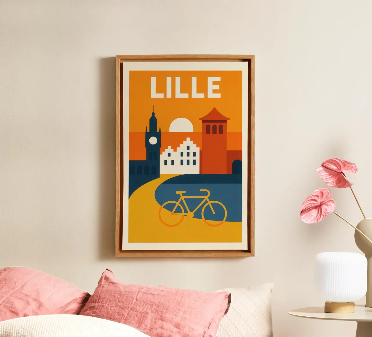 Lille, tra i ciottoli del Nord e un tramonto sgargiante tela con Cornice a cassetta da JETLAG | affiches voyage