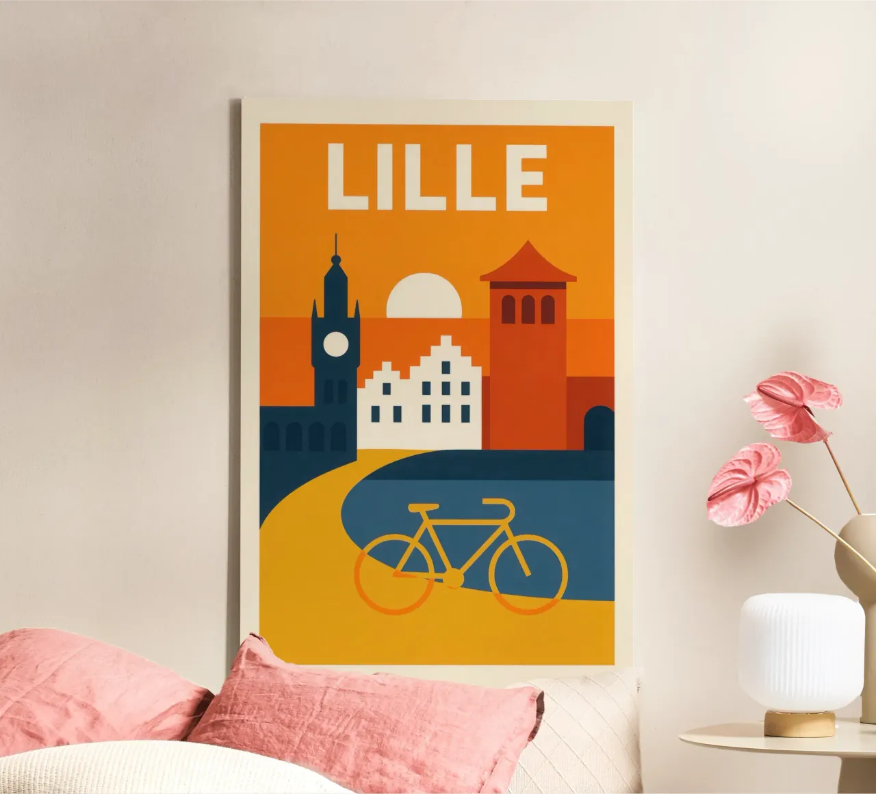 Lille, tra i ciottoli del Nord e un tramonto sgargiante tela con Cornice a cassetta da JETLAG | affiches voyage