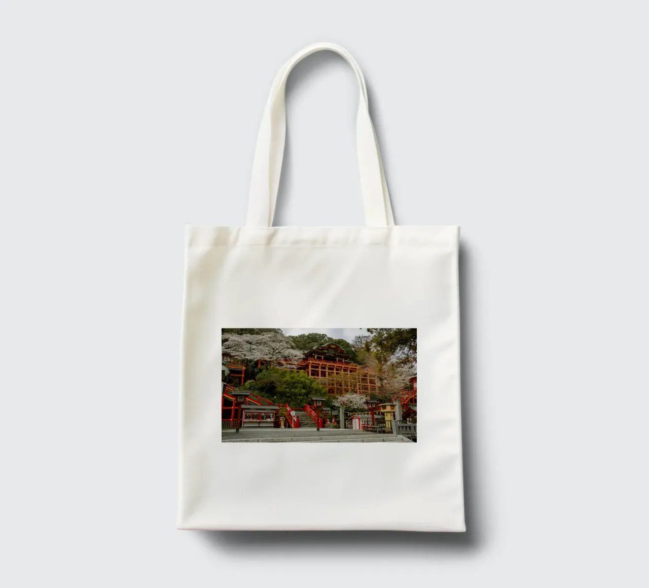 Cherry Blossom Temple in Kyushu, Japan tote bag by Marcel Bisig