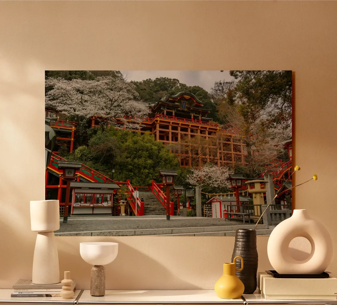 Tempio dei ciliegi in fiore a Kyushu, Giappone plexiglass da Marcel Bisig