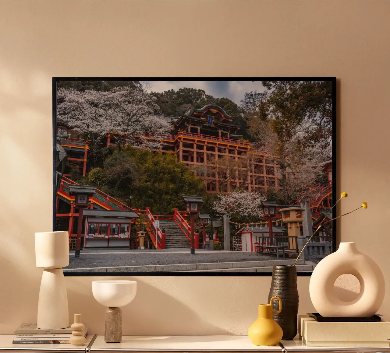 Tempio dei ciliegi in fiore a Kyushu, Giappone carta hahnemühle da Marcel Bisig