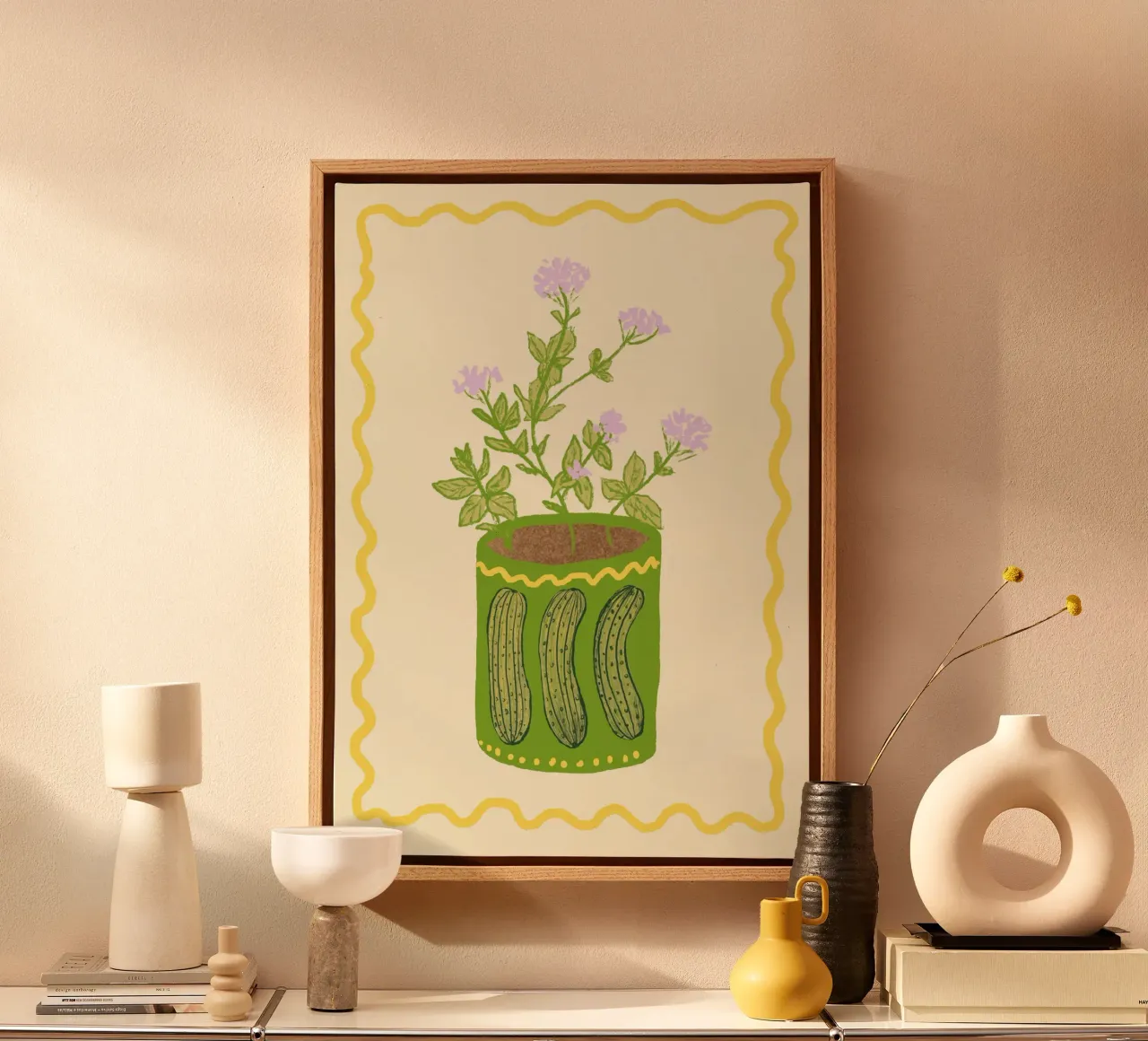 Gurke & Oregano Leinwand mit Schattenfugenrahmen von Studio Dolci